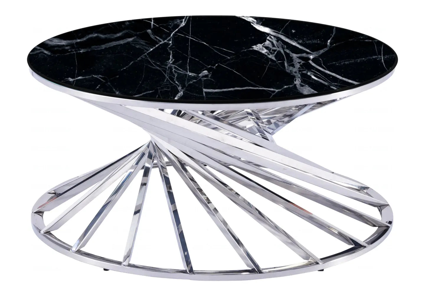 Table basse ronde marbre noir argent RUBY New Design