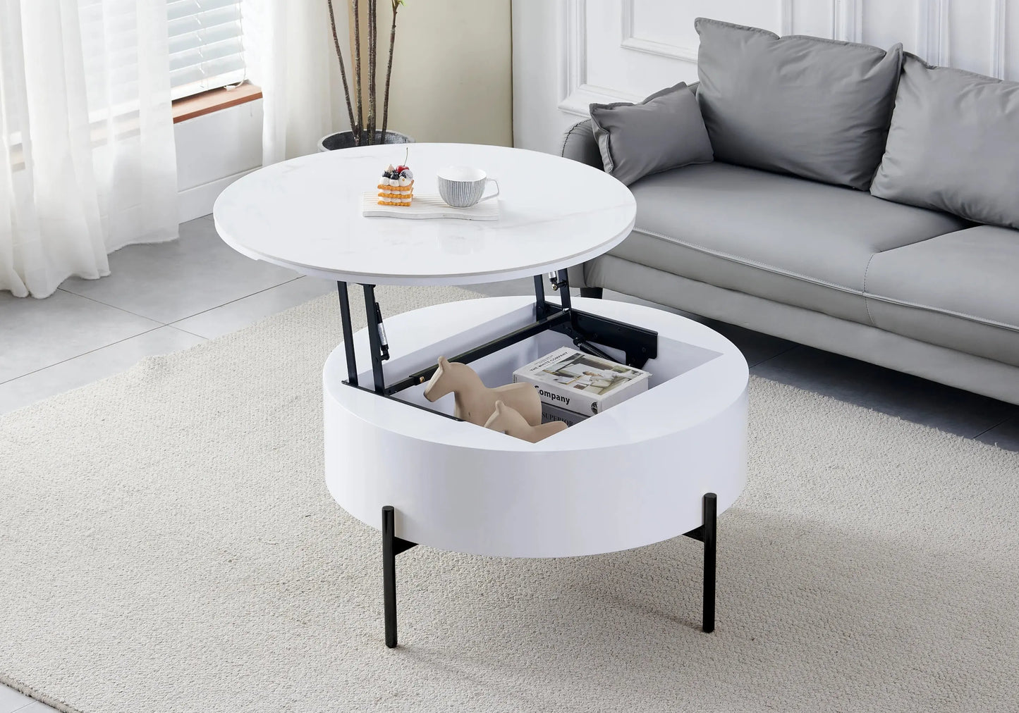 Table basse ronde noire céramique marbre blanc VEGA New Design