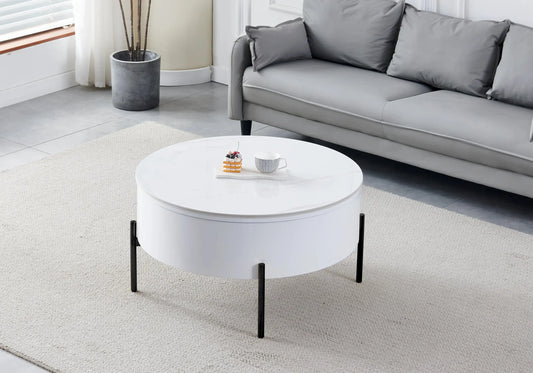 Table basse ronde noire céramique marbre blanc VEGA New Design