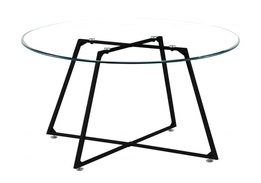 Table basse ronde noire en verre GINA New Design