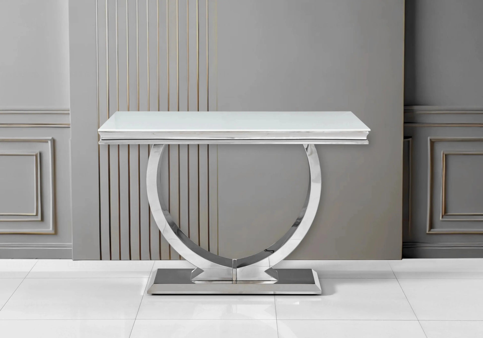 Table basse verre blanc chromé design BOBO New Design