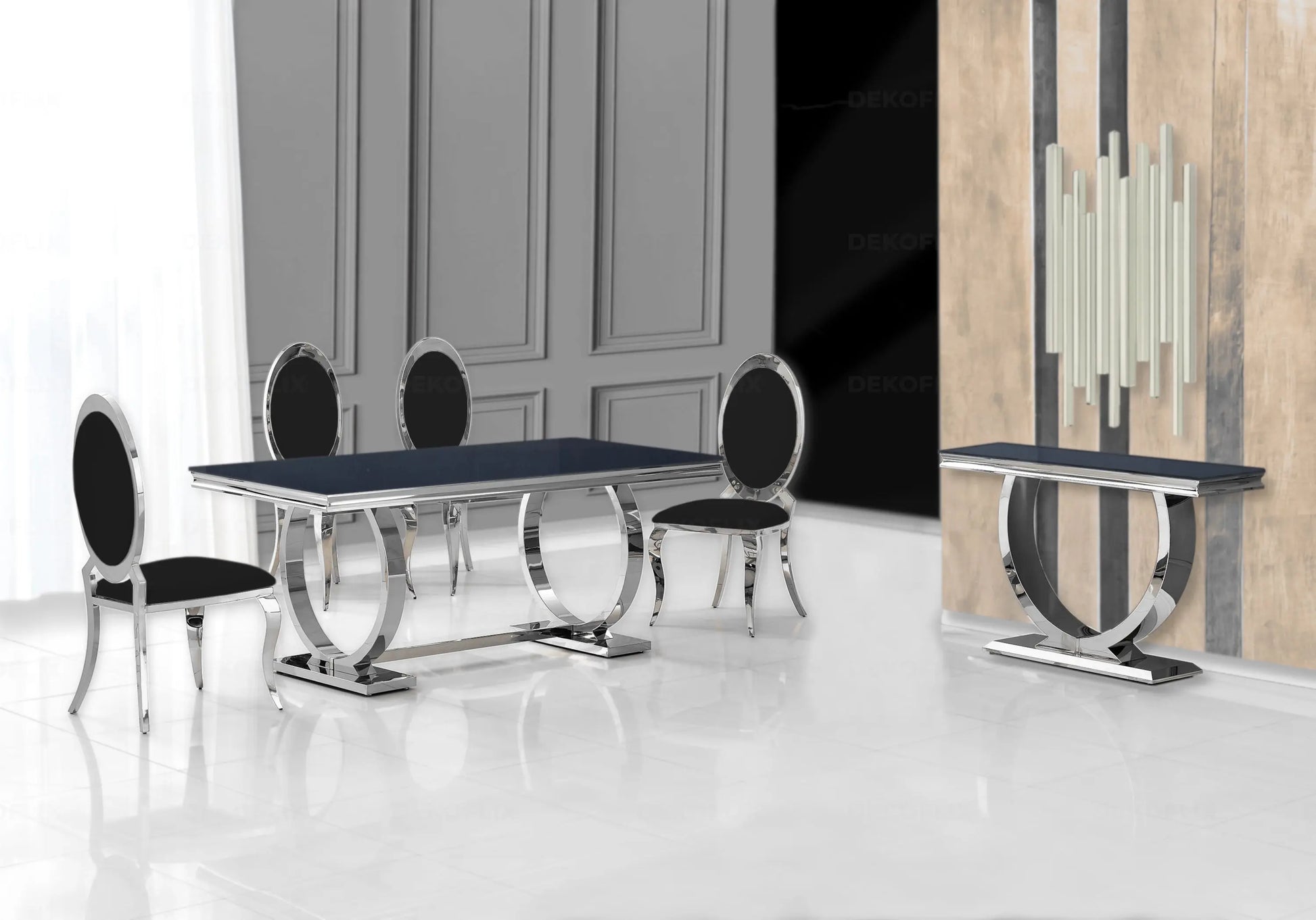 Table basse verre noir chromé design BOBO New Design