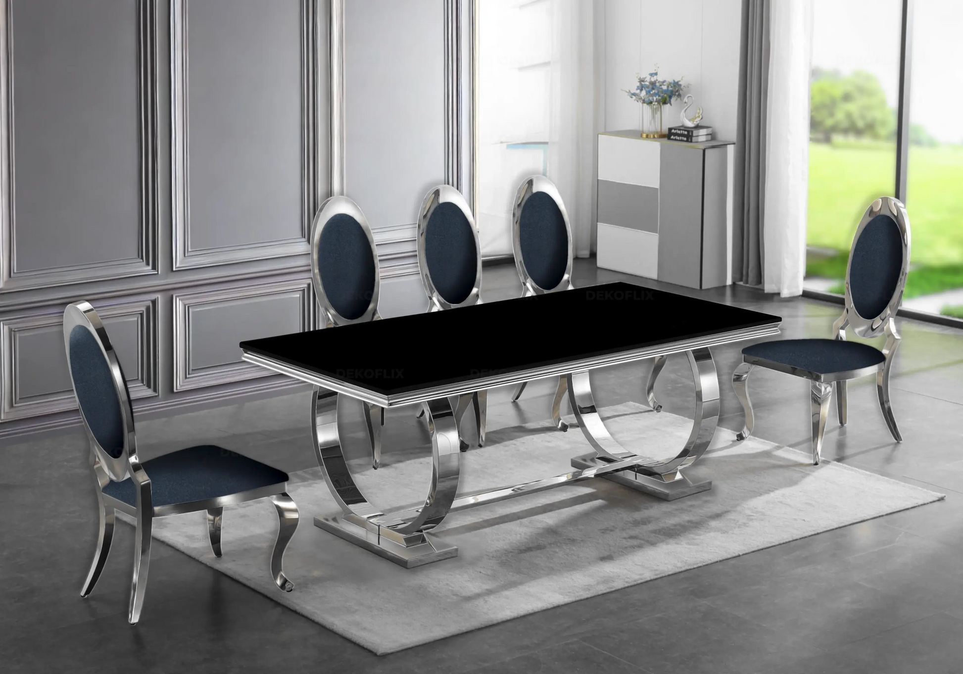 Table basse verre noir chromé design BOBO New Design