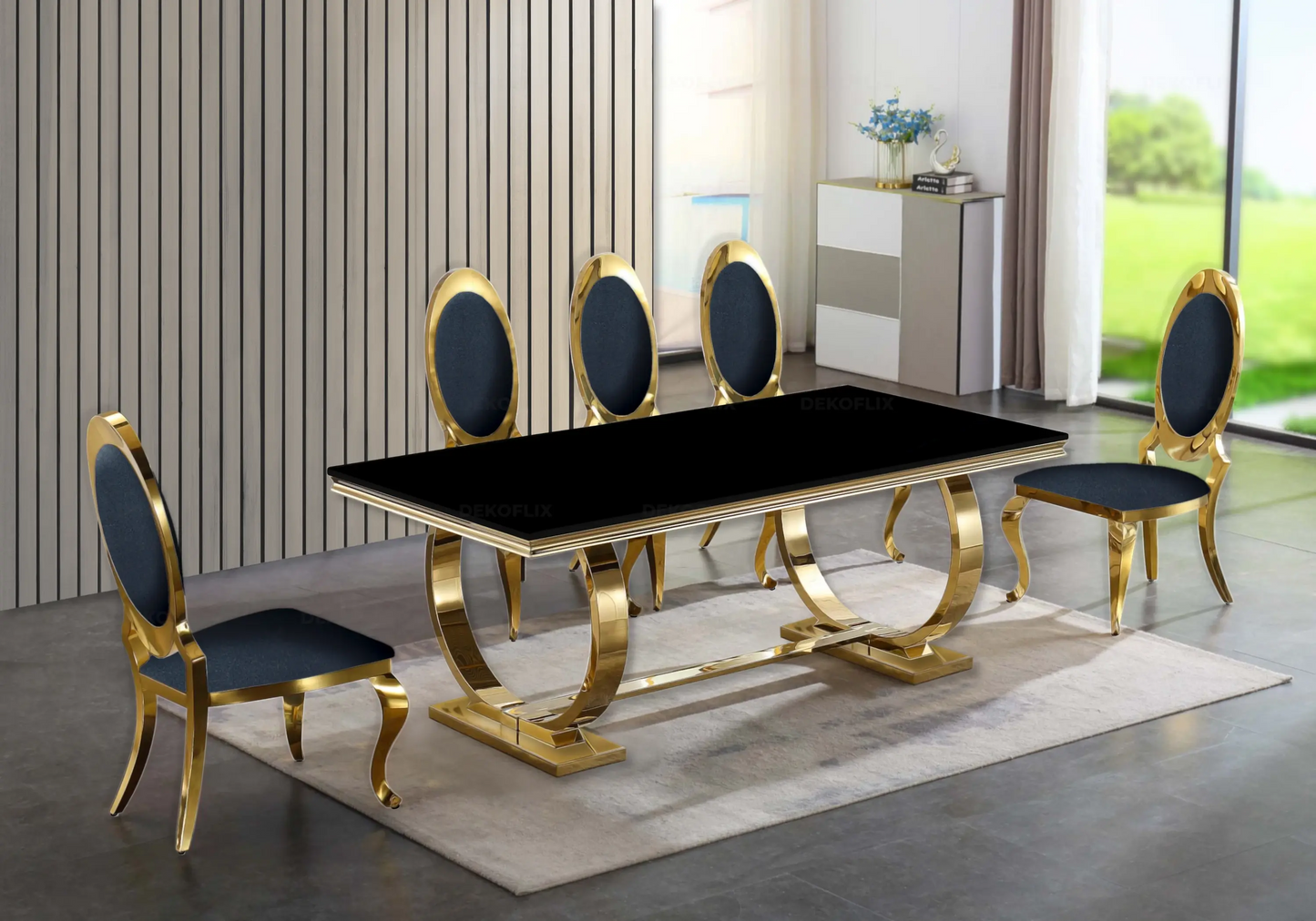 Table basse verre noir dorée design BOBO New Design