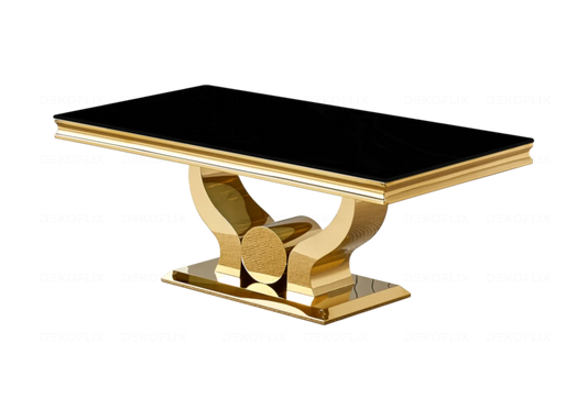 Table basse verre noir pieds métal doré NEA New Design