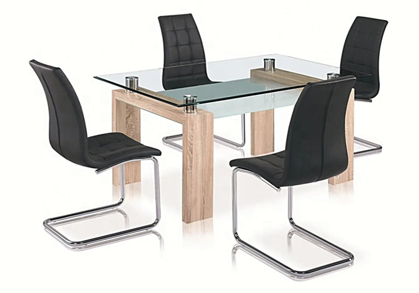 Table chêne verre 6 chaises noir TOE New Design