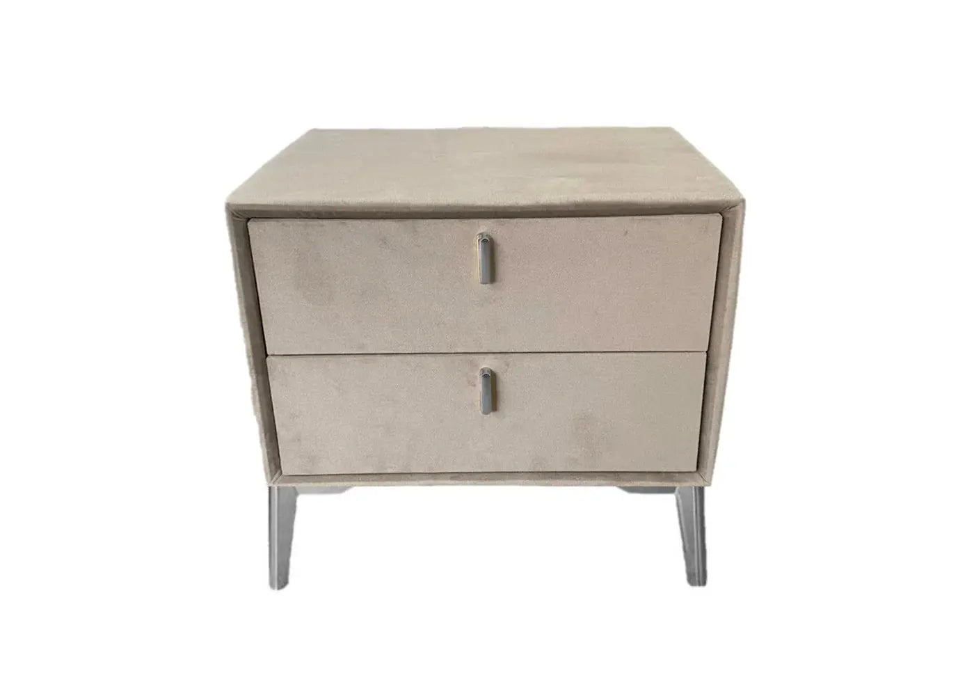 Table chevet argent velours gris LENI - DEKOFLIX