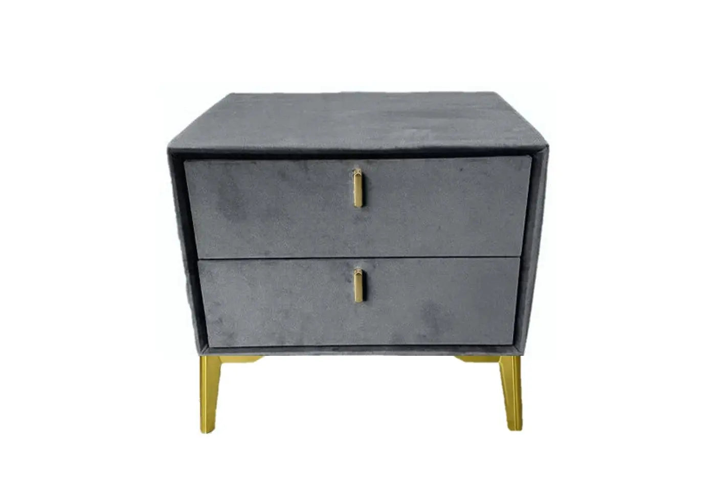 Table chevet doré velours gris LENI - DEKOFLIX