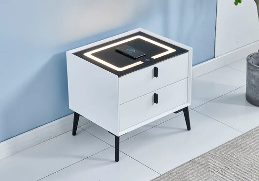 Table chevet led chargeur blanc noir LENI New Design