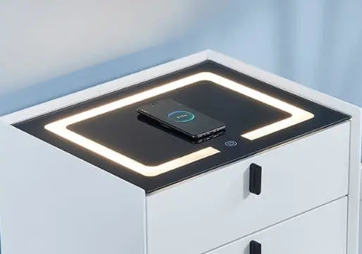 Table chevet led chargeur blanc noir LENI New Design