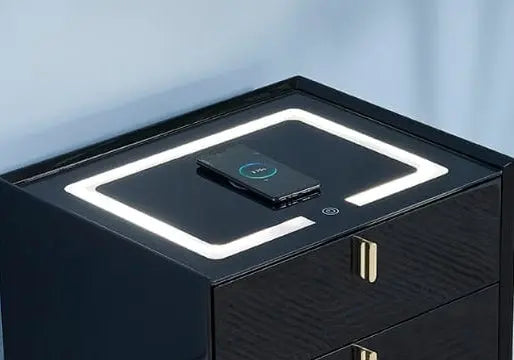 Table chevet led chargeur noir doré LENI New Design