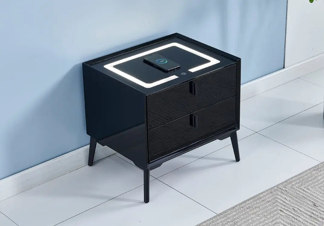 Table chevet led chargeur noir noir LENI New Design