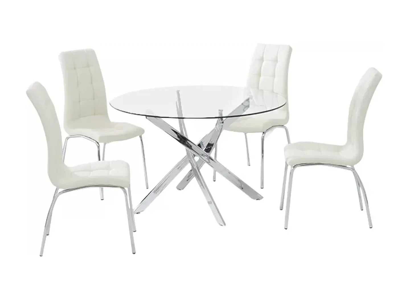 Table chromé 6 chaises blanches DESIGN New Design