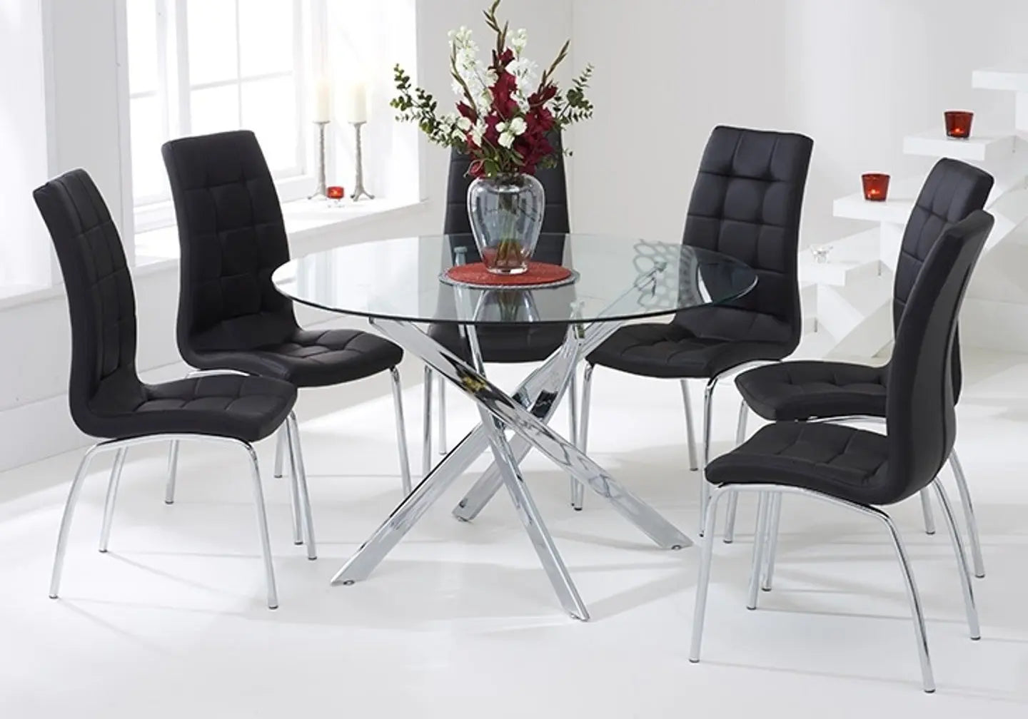 Table chromé 6 chaises noires DESIGN New Design