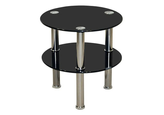 Table d'appoint chromé verre noir ZAO New Design