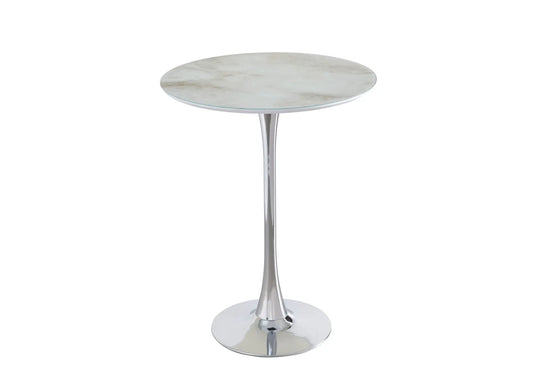 Table de bar chrome marbre blanc VIOLA New Design