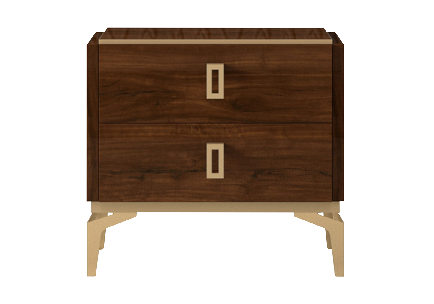 Table de chevet noyer laqué 2 tiroirs – Eva