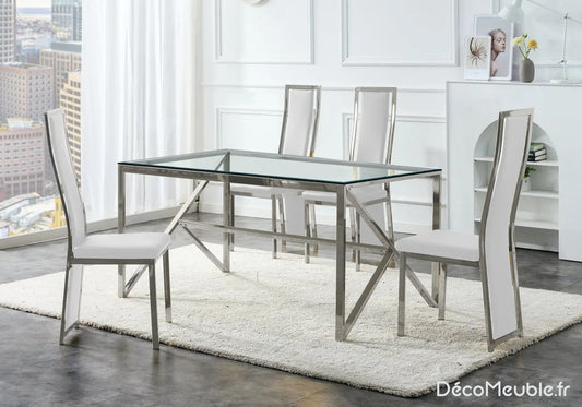 Table en verre et chaise blanc DIA New Design