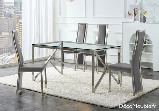 Table en verre et chaise gris DIA New Design