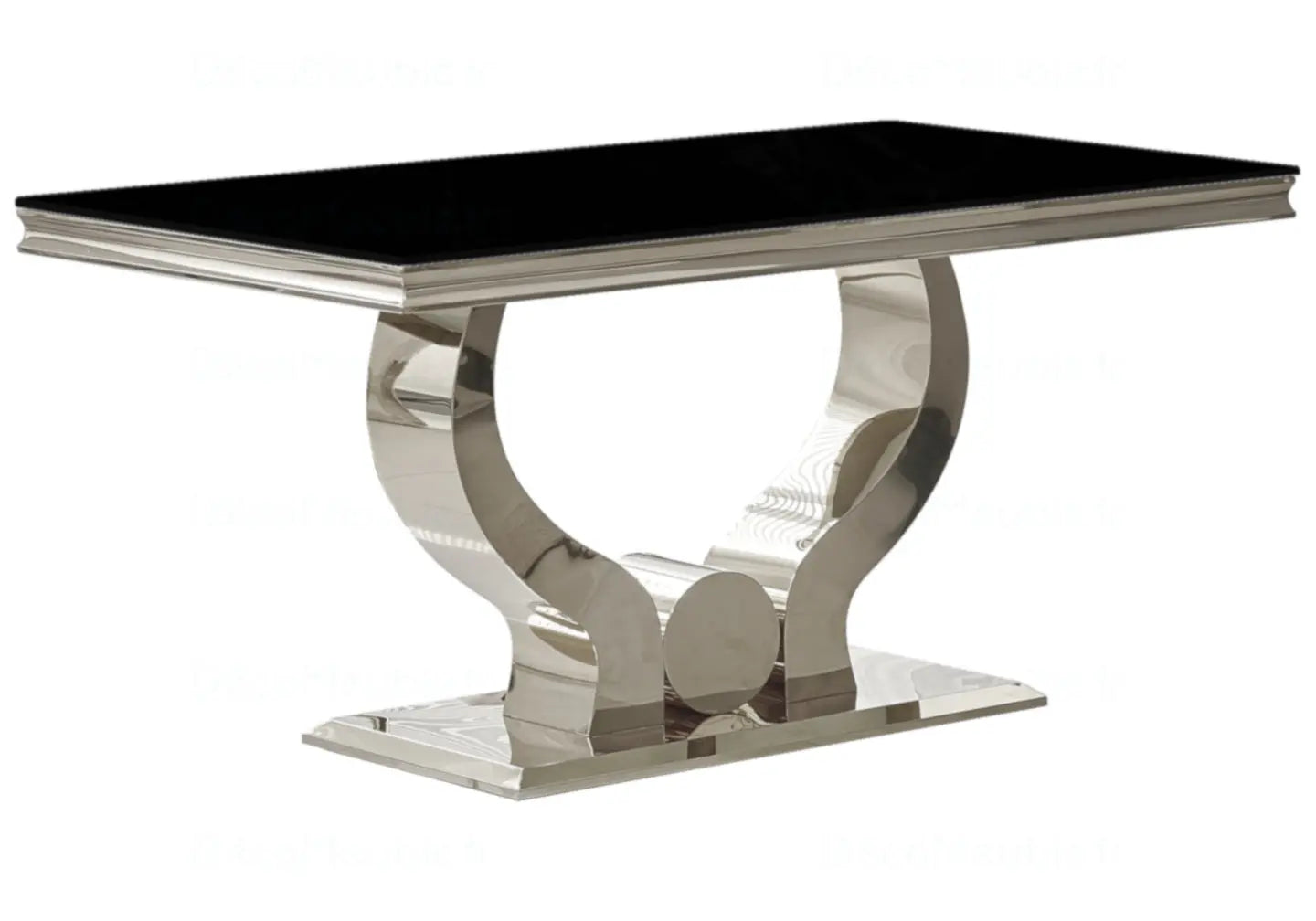 Ensemble table chaise en verre noir argent NEA - DEKOFLIX