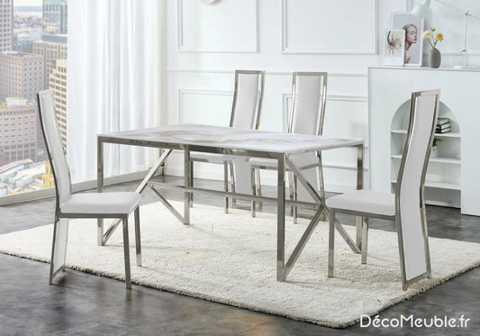 Table et chaise blanc marbre beige DIA New Design