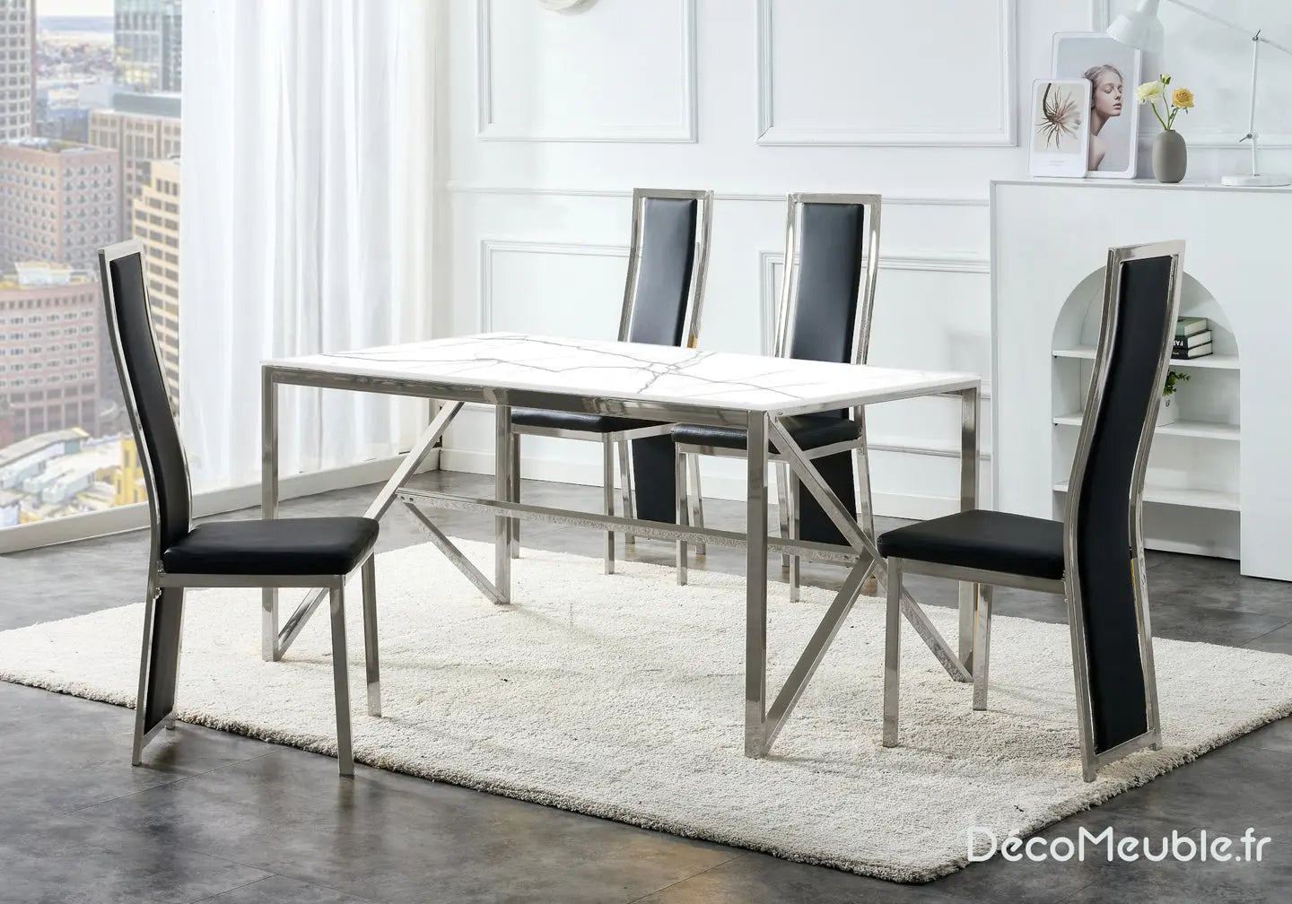 Table et chaise blanc marbre beige DIA New Design