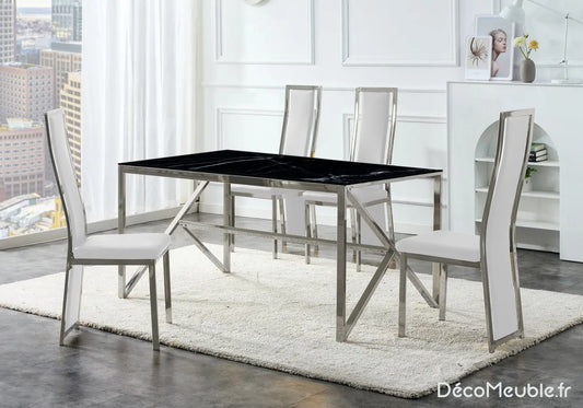 Table et chaise blanc marbre noir DIA New Design