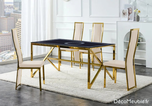 Table et chaise dorée beige versace DIA New Design