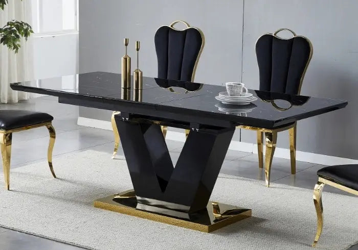 Table et chaise dorée marbre noir MAX New Design