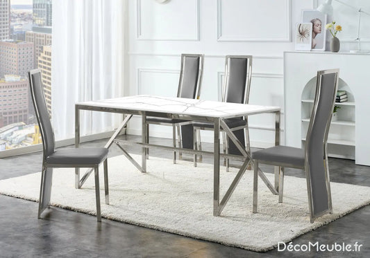 Table et chaise gris marbre blanc DIA New Design