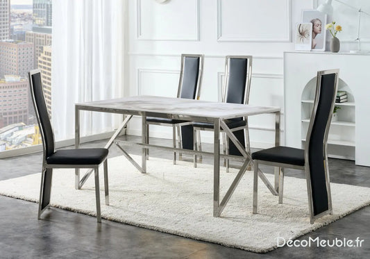Table et chaise noir marbre beige DIA New Design