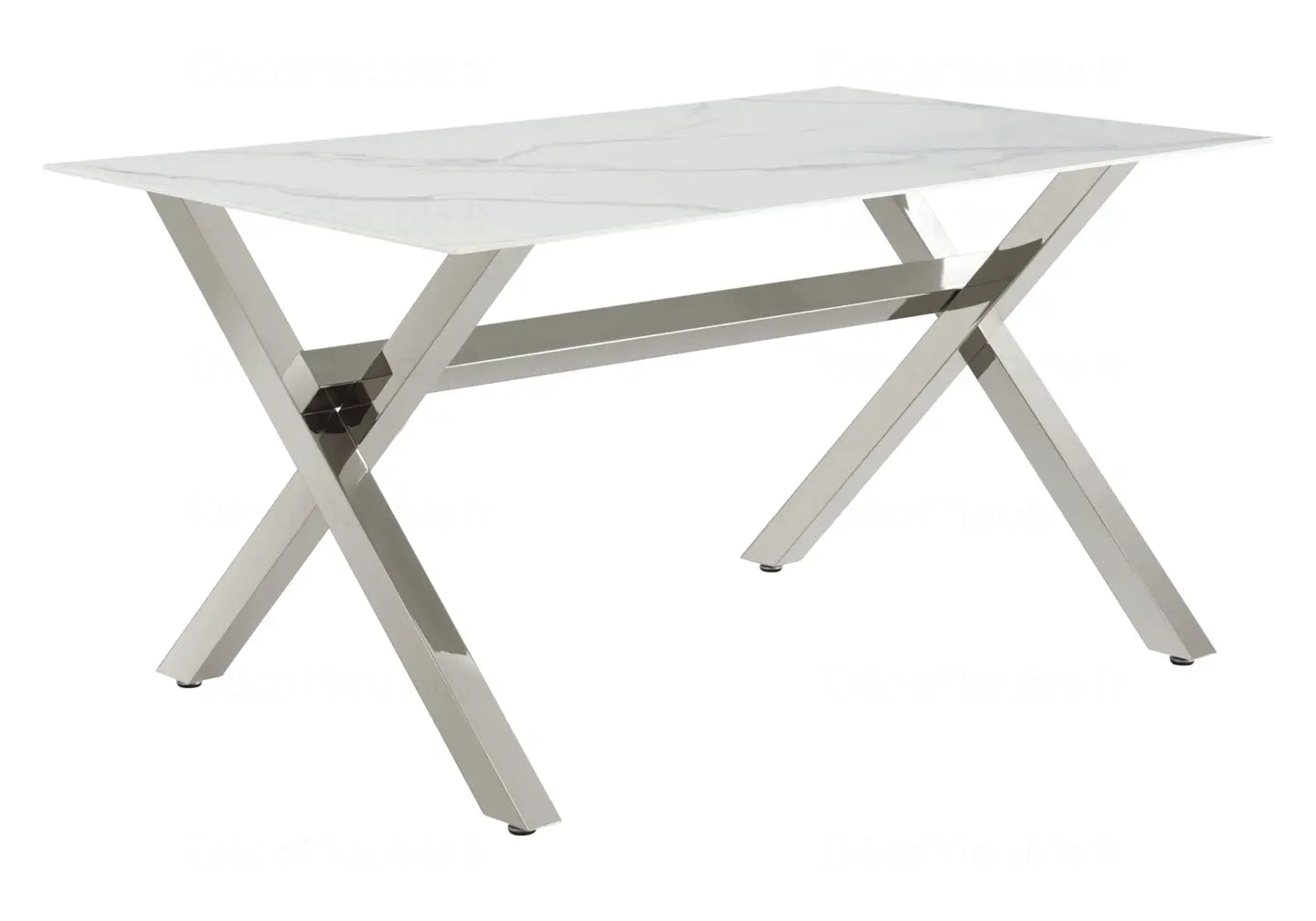 Table et chaises marbre blanc argent CROSS New Design