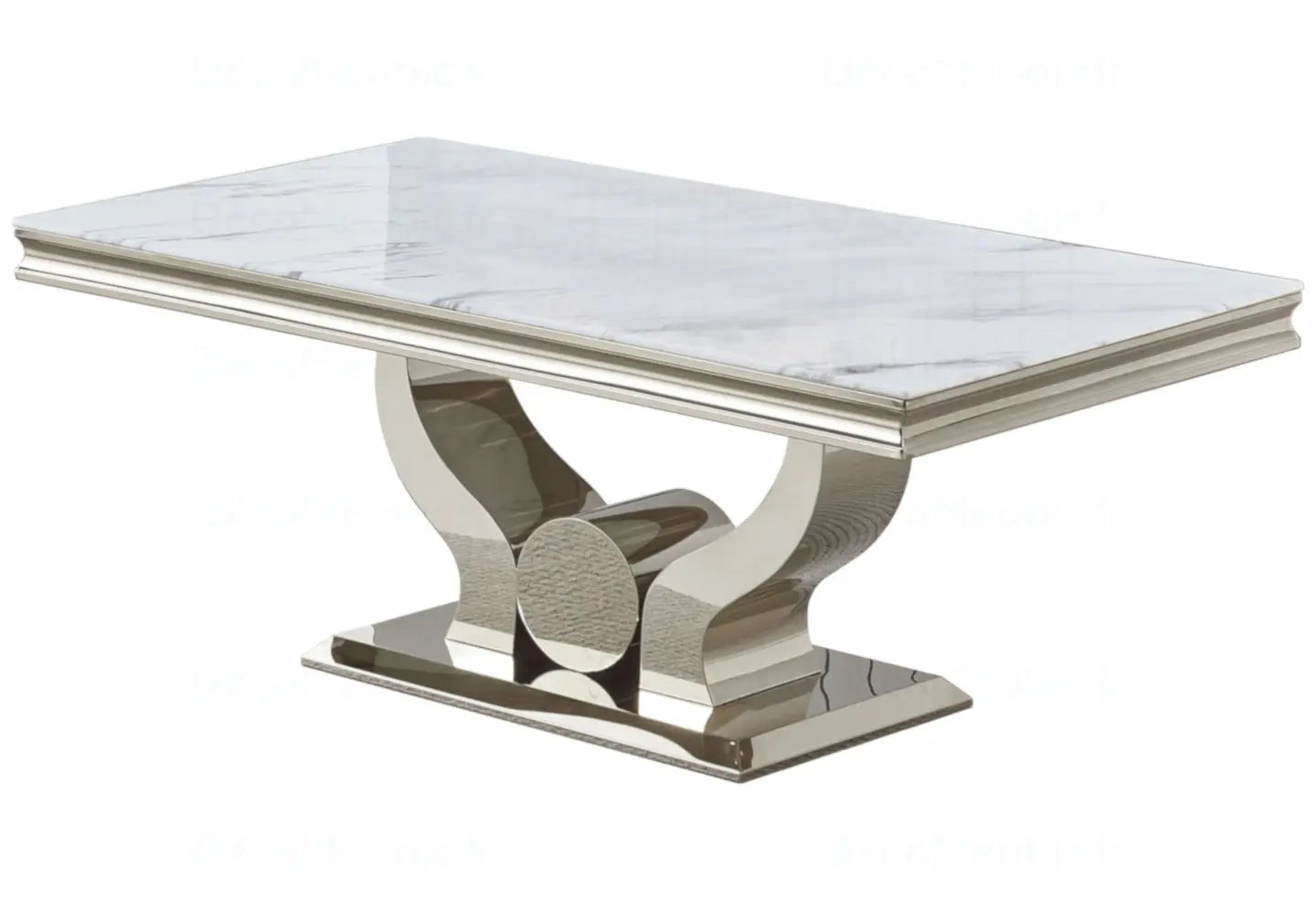 Table et chaises marbre blanc argent NEA New Design