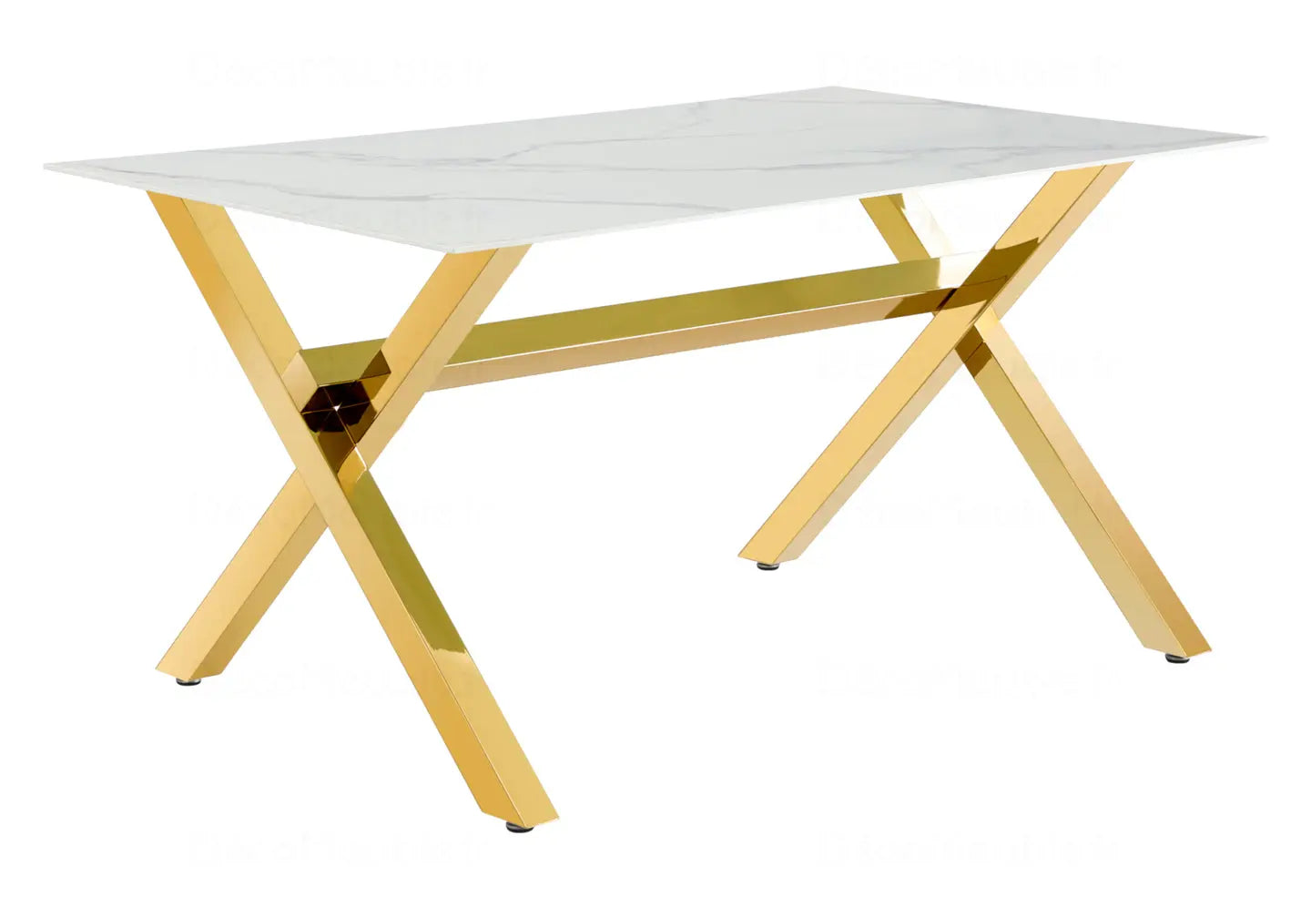 Table et chaises marbre blanc doré CROSS New Design