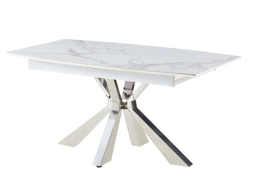 Table extensible céramique chromé marbre blanc URSO - DEKOFLIX