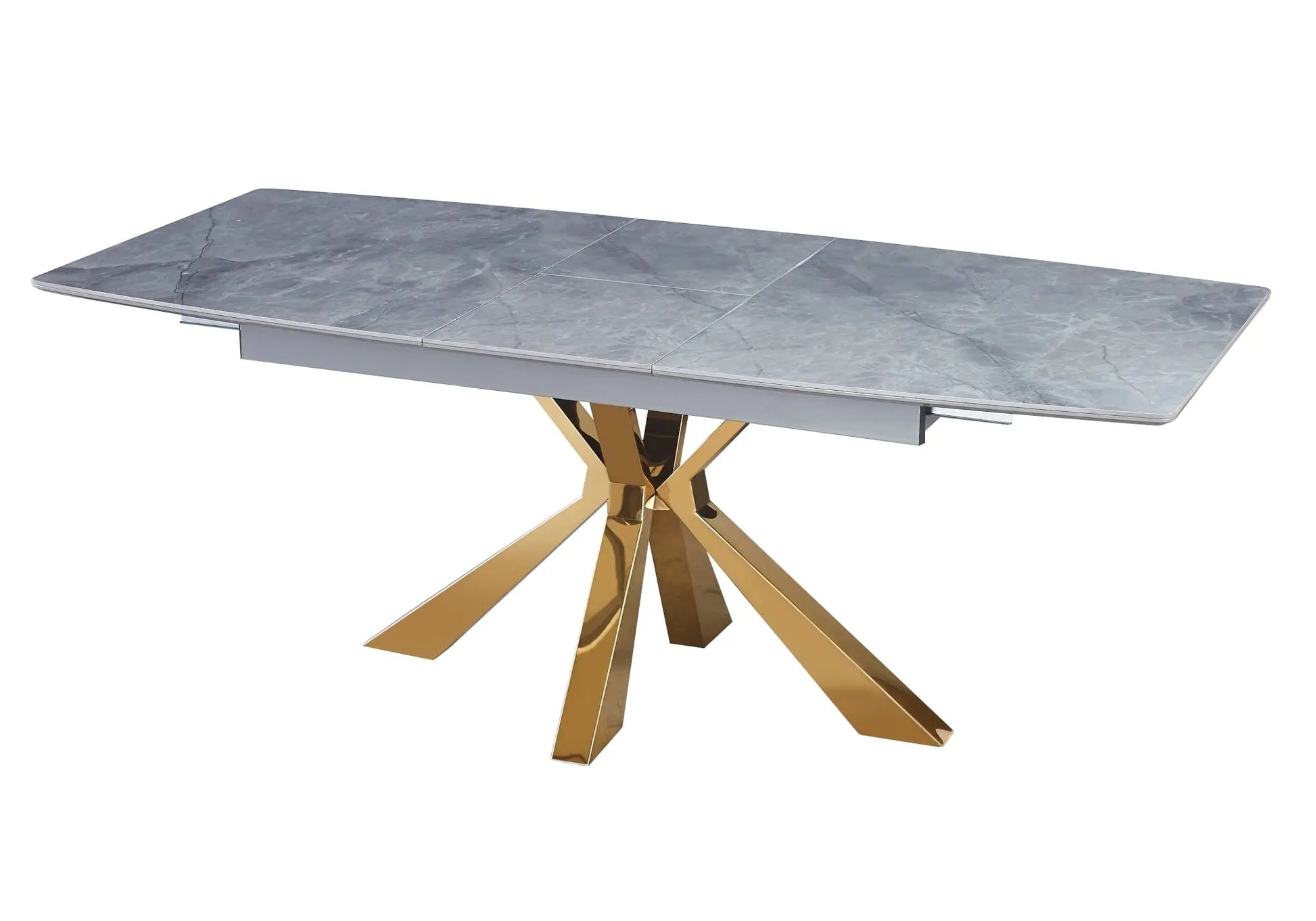 Table extensible céramique dorée marbre blanc URSO New Design