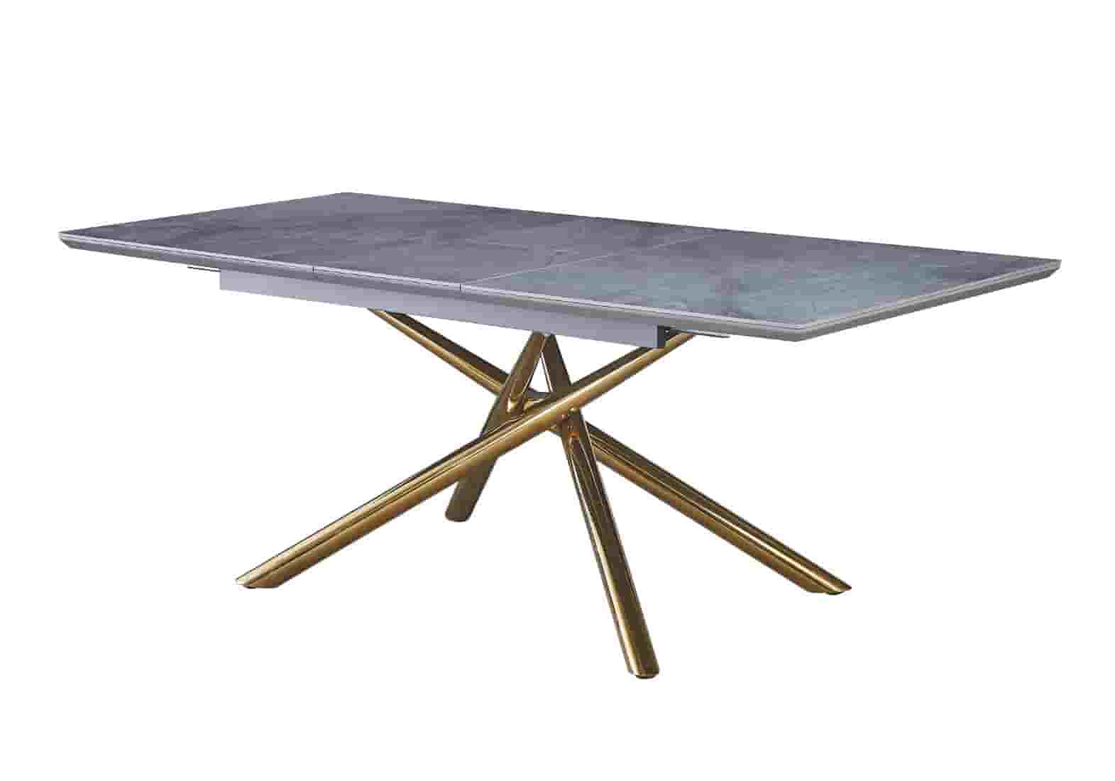 Table extensible céramique dorée marbre gris PATSY - DEKOFLIX