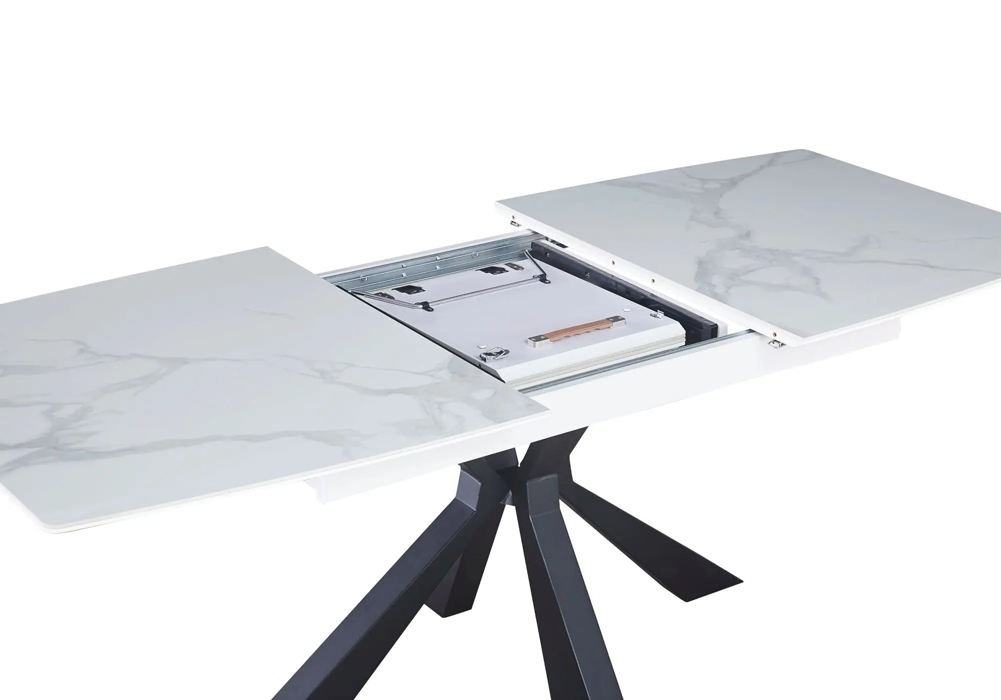 Table extensible céramique noir marbre blanc URSO New Design