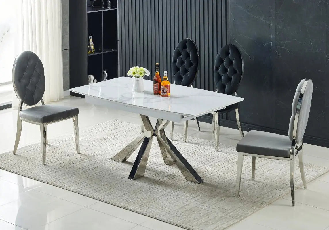 Table extensible design marbre blanc LIKA New Design