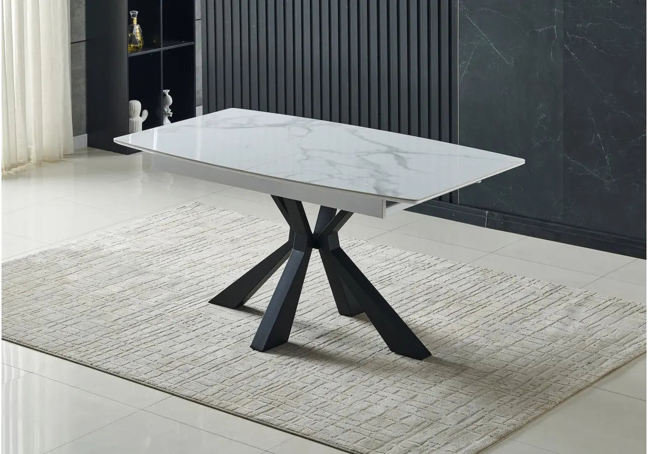 Table extensible noire marbre blanc LIKA New Design