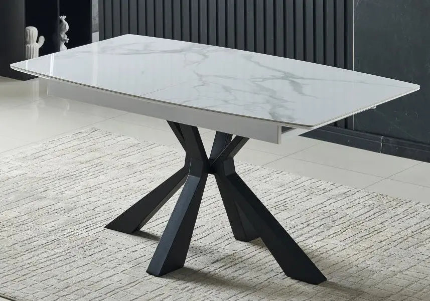 Table extensible noire marbre blanc LIKA New Design