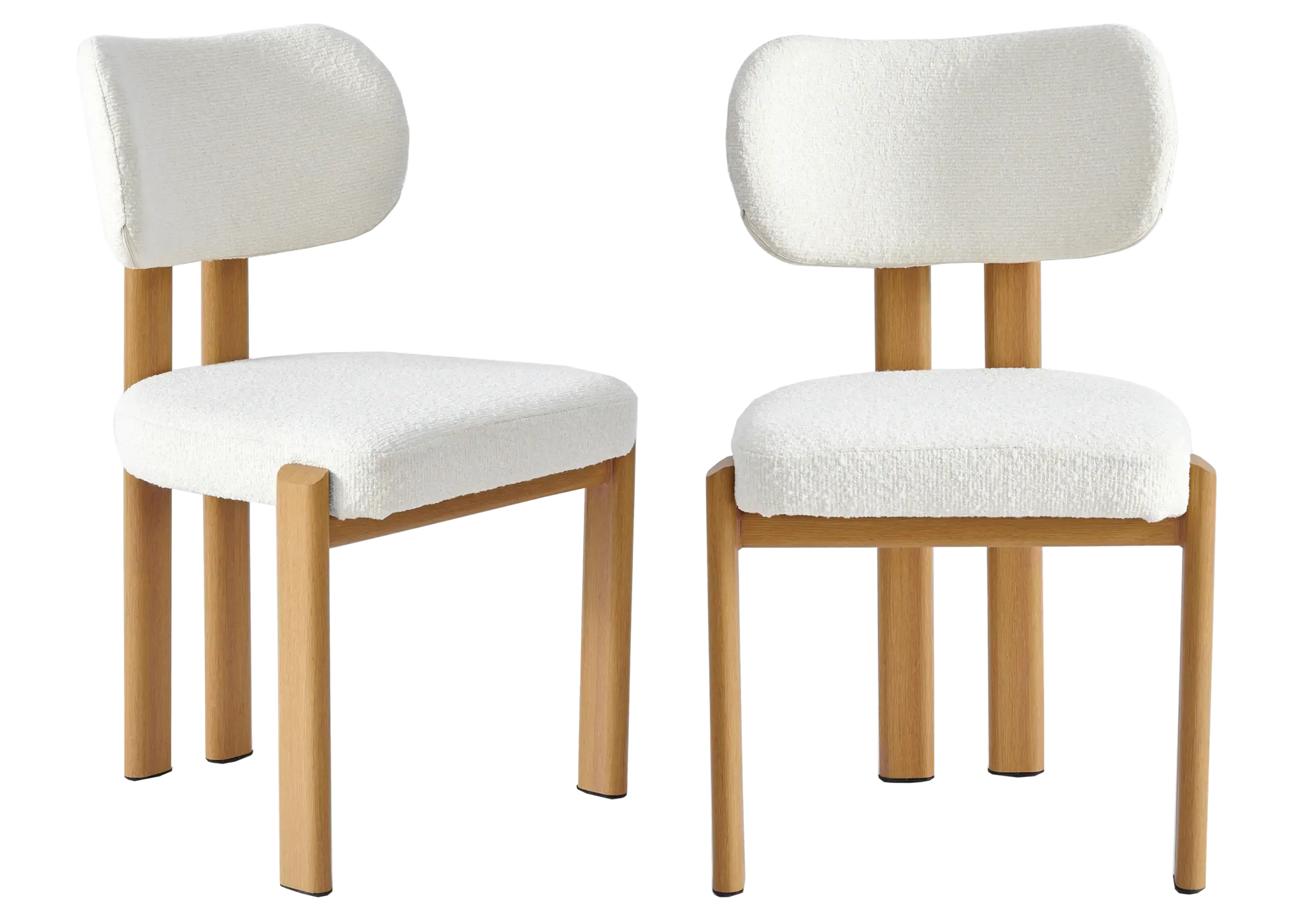 Table ronde travertin et chaises bouclées – INAYA Galerie du Mobilier