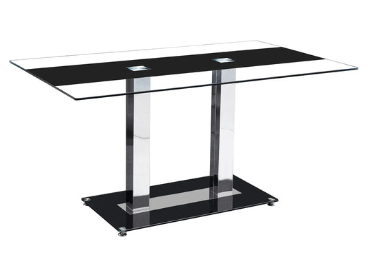 Table manger chromé verre noir TAM New Design