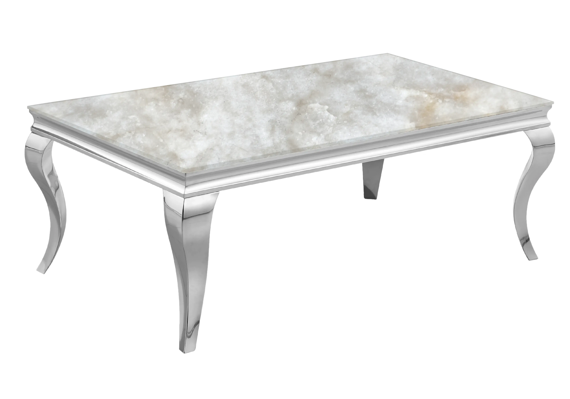 Table marbre beige et chaises velours noir argent – NEO New Design
