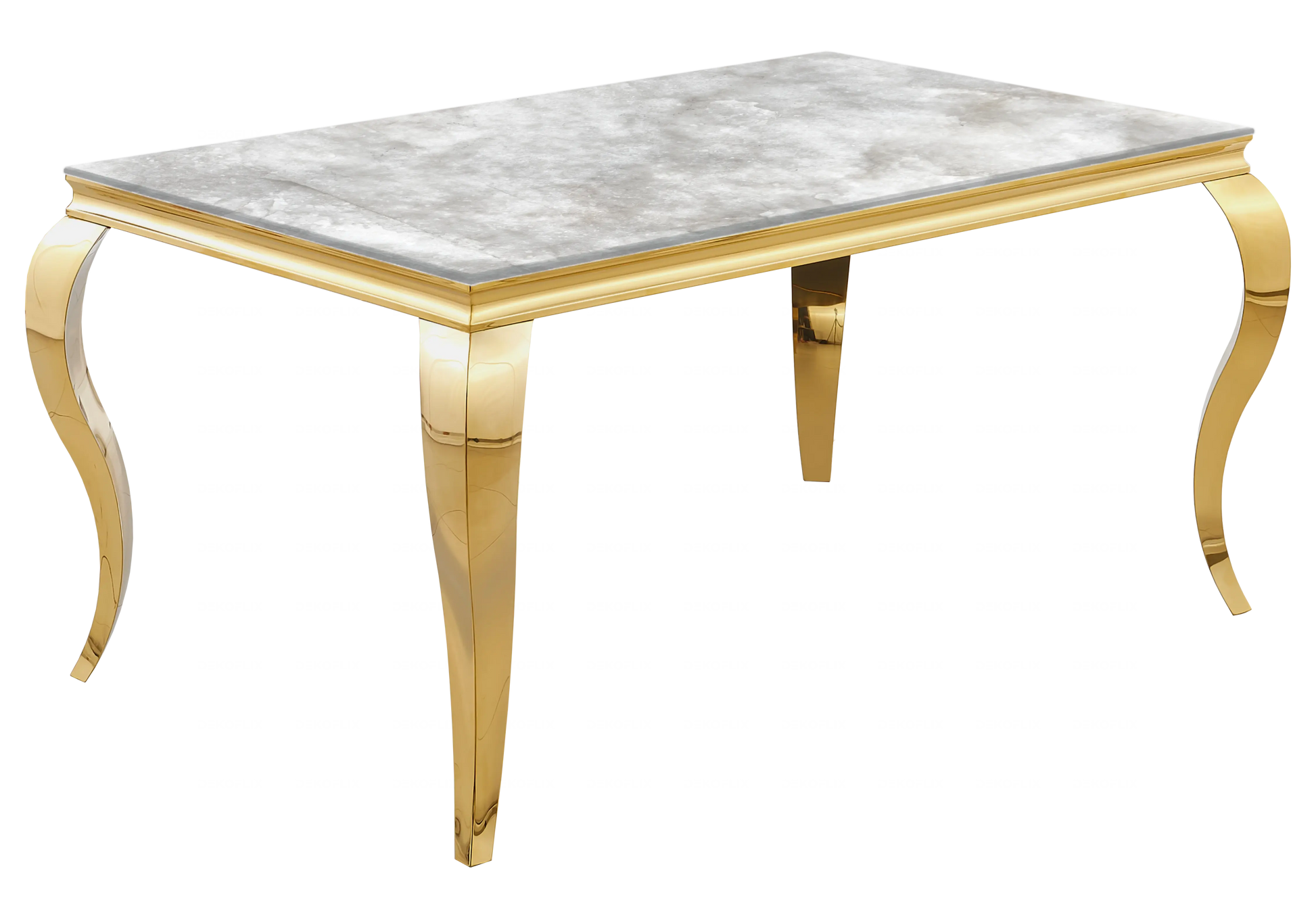 Table marbre beige et chaises velours noir doré – NEO New Design