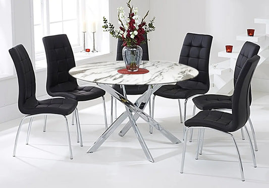 Table marbre blanc 6 chaises noires DESIGN New Design