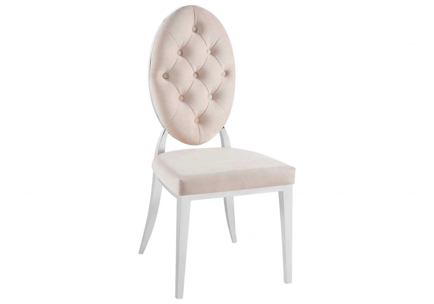 Table marbre blanc et chaises capitonnées beige NEA New Design