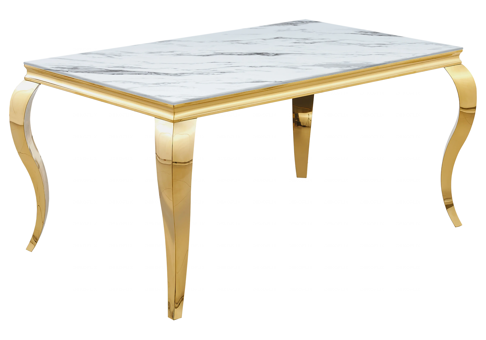 Table marbre blanc et chaises velours beige doré – NEO New Design