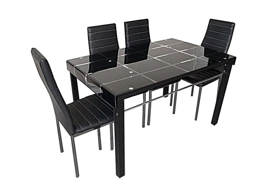 Table repas 6 chaises noires TAO New Design