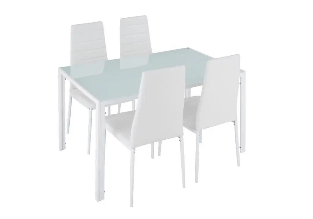 Table repas verre + 6 chaises blanc CONFO New Design